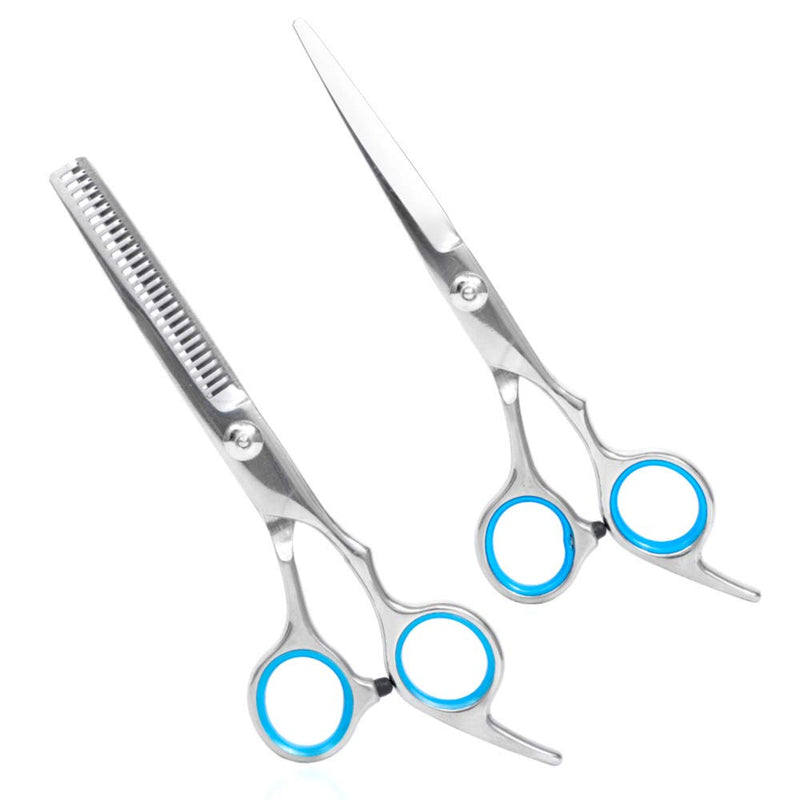 [Australia] - Professional Hair Cutting Scissors Thinning Teeth Shears with Carbon Comb Set Stainless Steel 6.5 inch Razor Edge Haircut Shears Kit for Home, Salon, Barber Two Scissors 