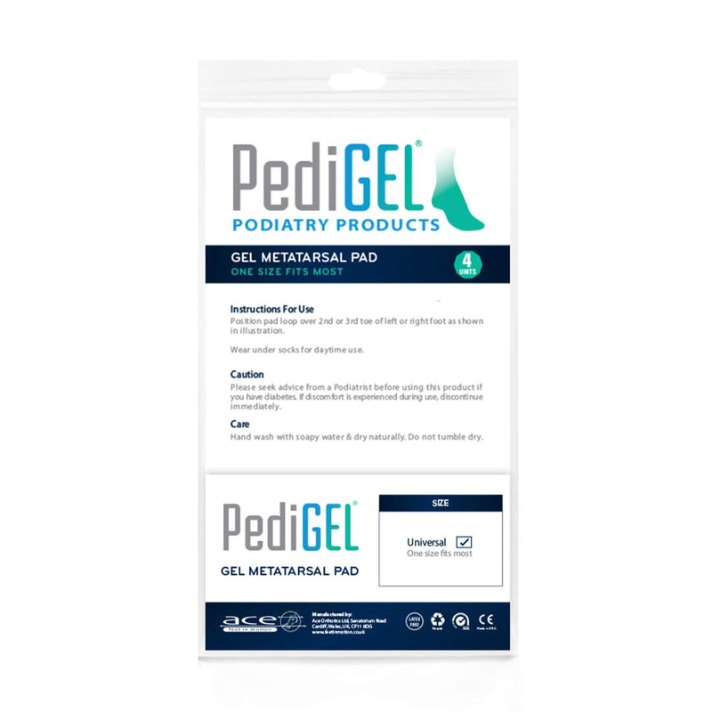 [Australia] - PediGel® - Medically Approved Polymer Gel Toe Metatarsal Pads Offering Protection and Comfort to Metatarsal Region of Foot - 4 Units 