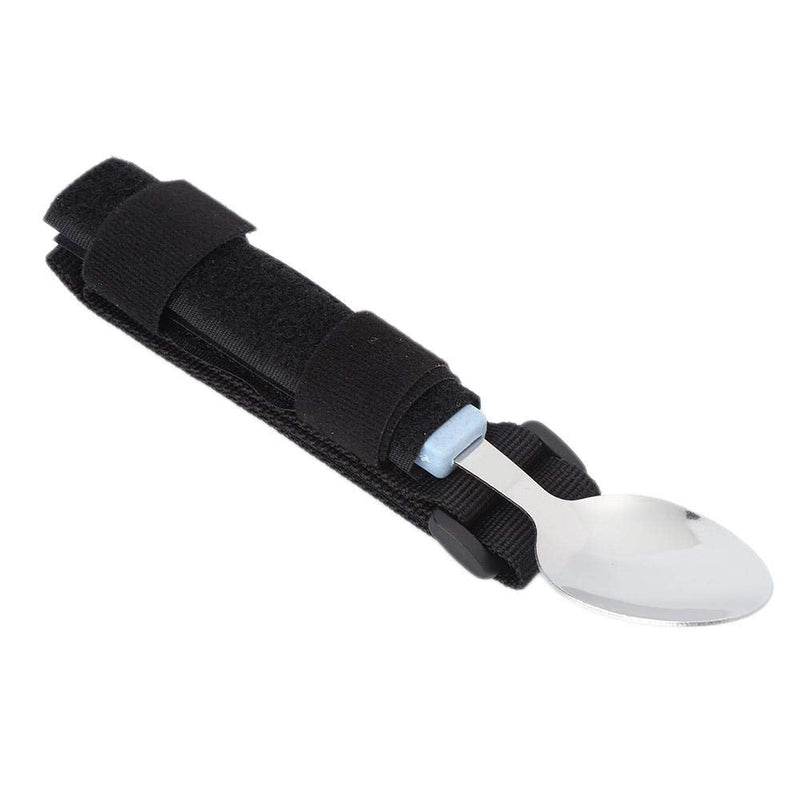 [Australia] - Easy Grip Eating Aids Spoon Adaptive Eating Utensils Rotating Stainless Steel Holder Silverware Set Elderly Care Spoon Arthritis Disabled Patient Dining Scoop Utensil with Auxiliary Strap 