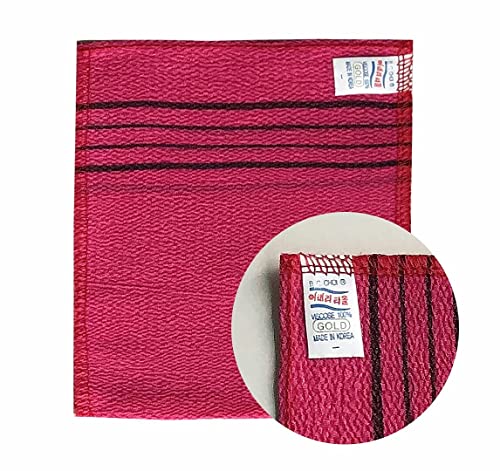 [Australia] - Asian Exfoliating Bath Washcloth - Red - Green GOLDSANGSA, 8 Count (Pack of 1) 8 Count (Pack of 1) 