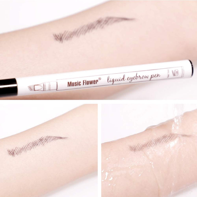 [Australia] - Liquid Eyebrow Pen, Music Flower Tattoo Brow Microblading Pencil with a Micro-Fork Tip Applicator, Fine Sketch Durable Waterproof (Black) Black 