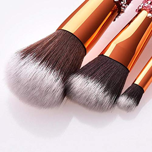 [Australia] - LETGO 10 PCS Luxury Makeup Brushes Set with Bag, Bling Glitter Diamond-studded Kabuki Eye Makeup Brush Professional Foundation Makeup Tools Rose Gold 