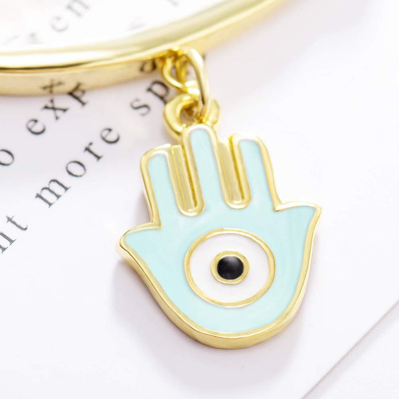 [Australia] - MANVEN Hamsa Evil Eye Stroller Pin Lucky Protection Clothes Brooch Diaper Bag Pin Birthday Gift Blue 