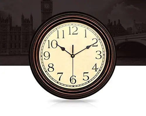 [Australia] - Bekith 12-Inch Round Classic Clock Retro Non Ticking Quartz Decorative Wall Clock for Living Room Kitchen Home Office 