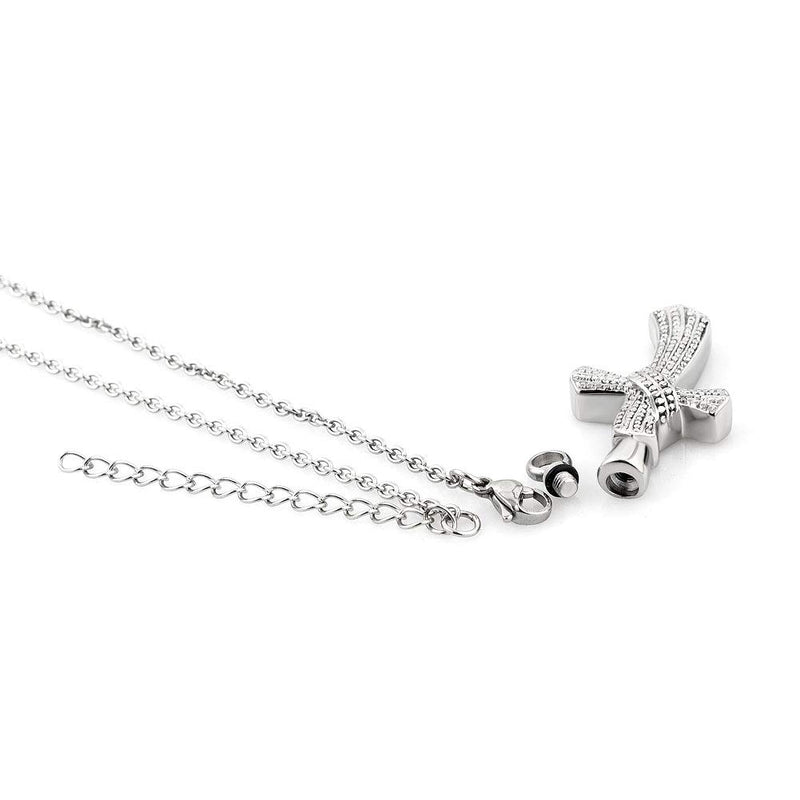 [Australia] - CoolJewelry Urn Necklace Ashes Moon Star Cremation Pendant Personalized Tai Chi Ship's Anchor Memorial Stainless Steel Jewelry Cross 