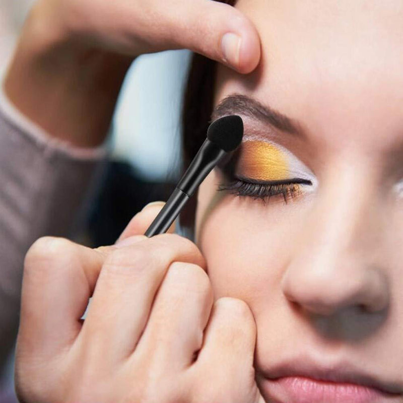 [Australia] - KEJIA 30 PCS Professional Double-End Eyeshadow Brushes Cosmetic Tool with 12 cm Long Handle, Disposable Dual Sides Eyeshadow Sponge Brushes Makeup Applicator, Black 