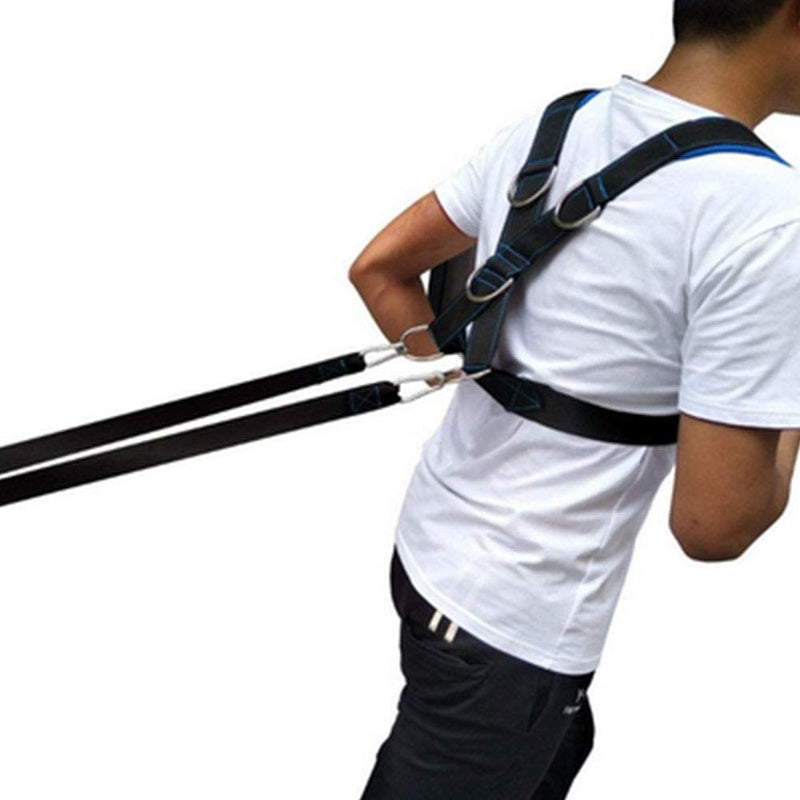 [Australia] - JULYKAI Weighted Resistance Bands, Speed Strength Training Sled Shoulder Harness Resistance Band Belt Sports Equipment - Black + blue 