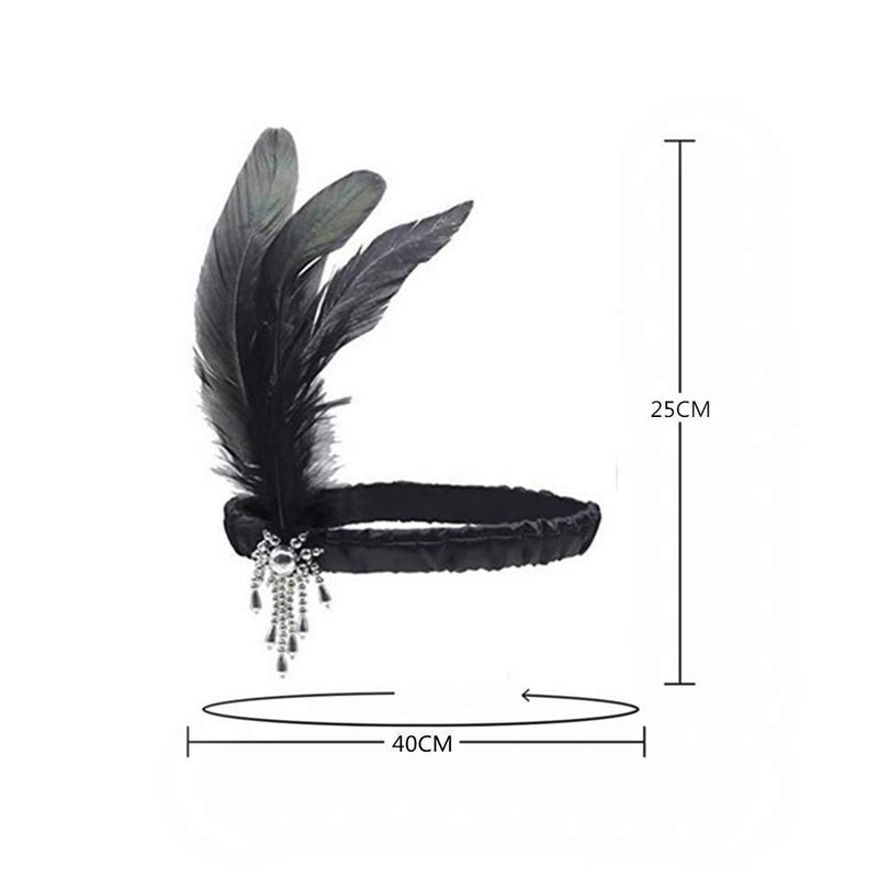 [Australia] - 1920s Flapper Headband Peacock Flapper Feather Sequins Headband Vintage Rhinestone Tassel Hair Accessories for Women & Flapper Girls 