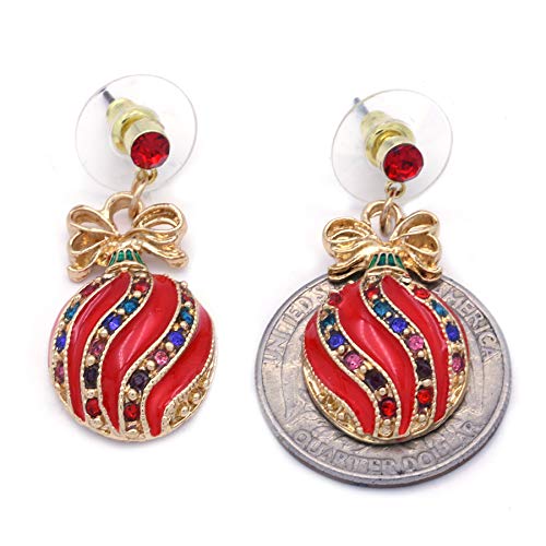 [Australia] - SoulBreeze Happy Colorful Christmas Tree Ornaments Earrings Hoop Dangle Drop Style Red Set 