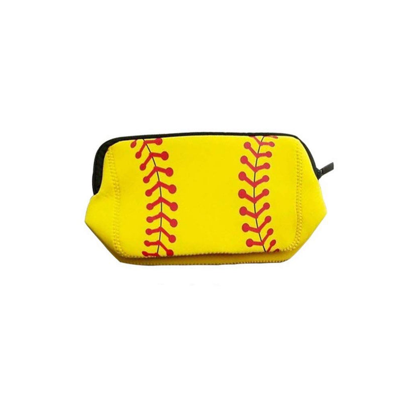 [Australia] - Softball Cosmetic Bag Waterproof Neoprene Zipper Travel Portable Toiletry Makeup Organizer Case With Chapstick Holder Keychain For Teen Girl Team Player Mom Coaches (Softball) Softball 