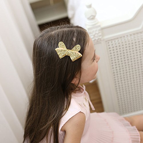 [Australia] - HABILY Golden Chunky Bubblegum Necklace Fashion Beads and Hairpin with Gift Box for Baby Girls (Golden) 