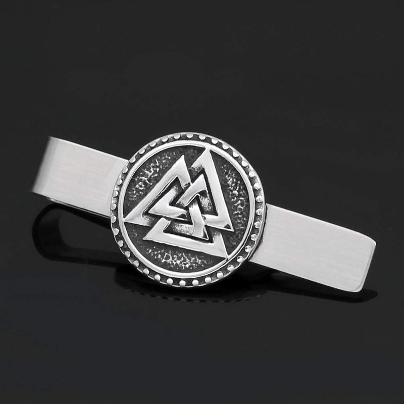 [Australia] - GuoShuang Nordic Viking Valknut Amulet Stainless Steel Tie Clips for Man and Women -with Valknut Rune Gift Bag 