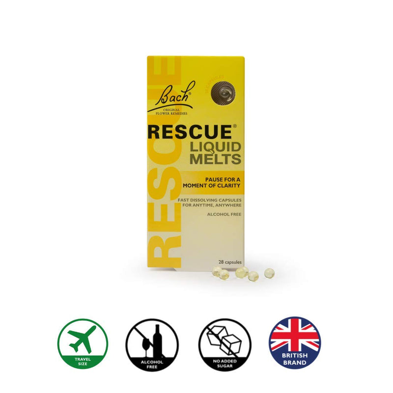 [Australia] - Rescue Remedy Day Liquid Melts, Alcohol Free, Flower Essences, Emotional Wellness and Balance, Travel Size, 28 Fast Dissolving Capsules 
