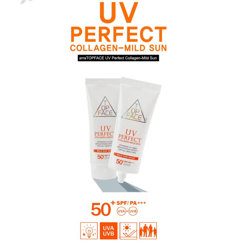 [Australia] - arraTOPFACE UV Perfect Collagen-Mild Sun SPF50+/PA+++ 70ml / 2.37 fl.oz (Pack of 2) UVA UVB blocking, Physical sunscreen. 