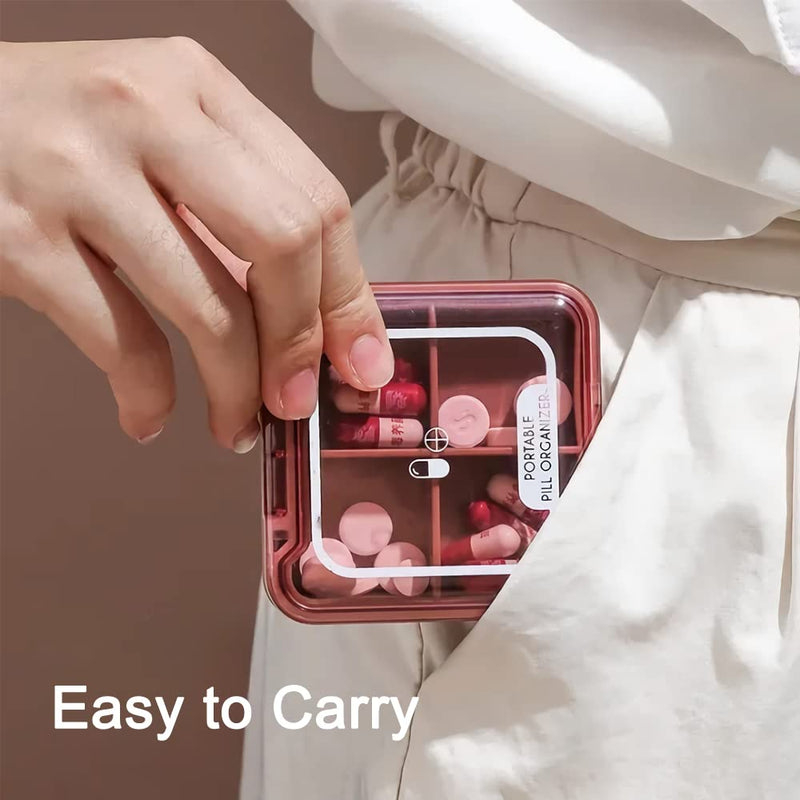 [Australia] - Small Pill Box, BPA Free Pill Case with 4 Large Compartmensts to Hold Vitamins, Moistureproof Portable Pill Box Organiser for Travel (Light Green) Light Green 