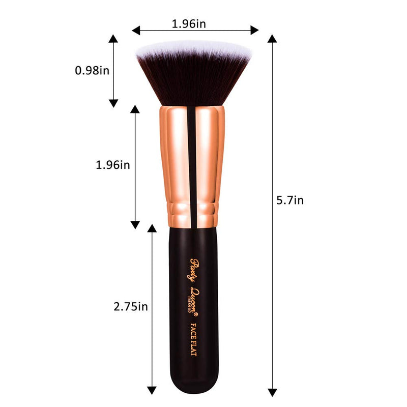 [Australia] - Party Queen Foundation Makeup Brush-Luxury Copper Ferrule，Face Flat Top Kabuki Makeup Tool for Liquid, Cream, and Powder - Buffing, Blending Face Brush Tool 