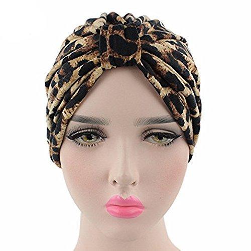 [Australia] - Ever Fairy® Womens Floral Print Cotton Turban Chemo Sleep Cap,Turban Hat Cap Hair Wrap (Leopard Print)(Size: One Size) 