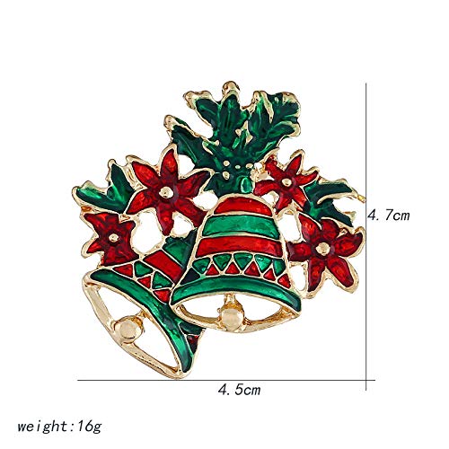 [Australia] - YOUYUZU Green Red Christmas Brooches Austrian Crystal Brooch Pin Xmas Bell 