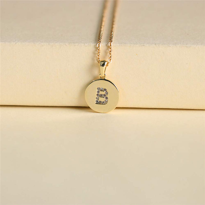 [Australia] - Tiny Double-sided Initial Alphabet Pendant Necklace Personalized 18K Gold Plated A-Z Letter Clavicle Chain Cubic Zircon Dainty Necklaces For Women Girls Jewelry Gift Golden B 