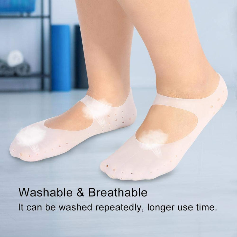 [Australia] - Silicone Socks, 1 Pair of Foot Anti-Cracks Protective Foot Care Socks Prevention Tool, for Care of Cracked Feet in Dry Skin Unisex(White-M) White M 
