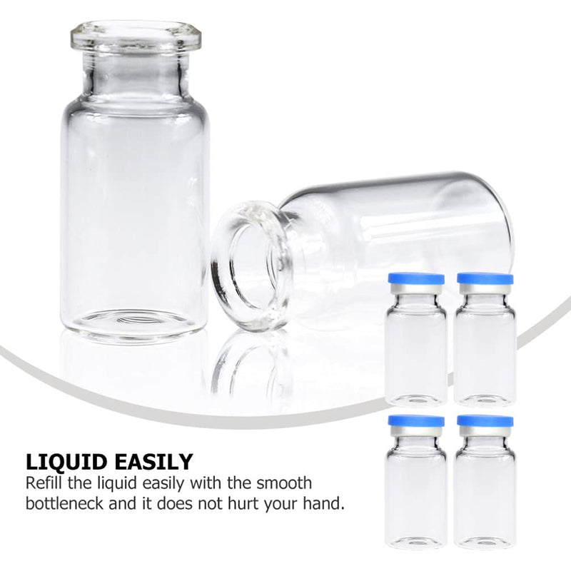 [Australia] - iplusmile 20pcs Glass Headspace Vials Flat Bottom Lab Vial with Plastic- Aluminum Flip Off Caps and Rubber Stoppers 10ml 