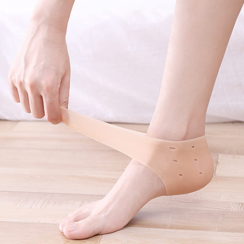 [Australia] - 6 Pairs Gel Heel Covers Relieves Pain Heel Sleeves Moisturizing Heel Protectors Breathable Heel Cushions Prevent Dry Cracking 