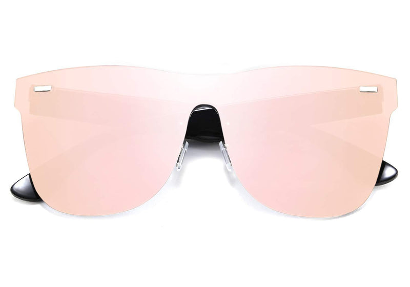 [Australia] - FEISEDY Mirrored Frameless Lens One Piece Sunglasses for Women Men B2647 Pink 64 Millimetres 