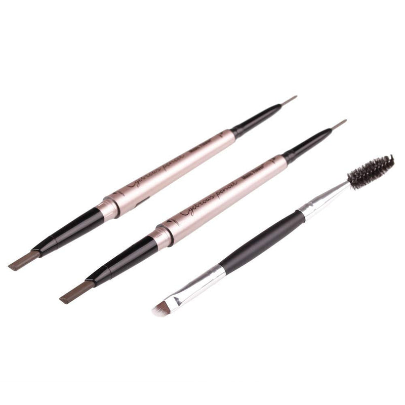 [Australia] - HeyBeauty Eyebrow Pencil with Brow Brush, Double Ended Eyebrow Pen, Automatic Makeup Cosmetic Tool Dark Brown 2 PCS 2PCS Dark Brown 