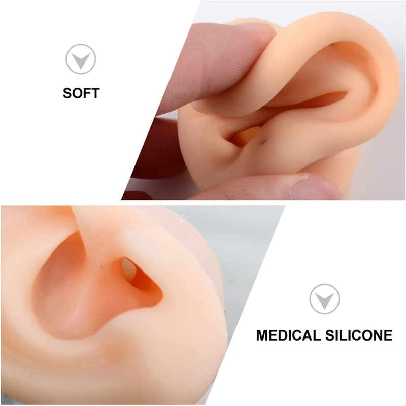 [Australia] - HEMOTON 2pcs Soft Silicone Ear Model Fake Ear Display Sample Ear Display Earrings Sample For Study Practice Teaching Tools Props 