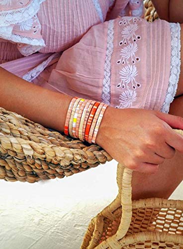 [Australia] - KELITCH New 2021 Miyuki Tila Beads Bracelets Colorful Strand Stretch Bracelets Stackable Friendship Bracelets Black 11B 