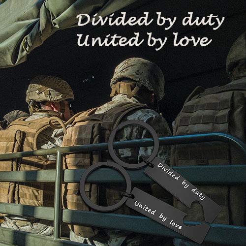 [Australia] - MAOFAED Military Matching Set Divided by Duty United by Love Heart Keychains Military Wife Girlfriend Deployment Going Away Gift united divided black 