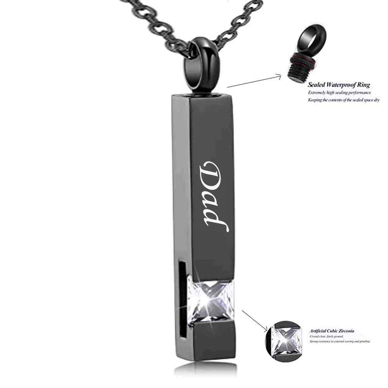 [Australia] - MEMORIALU Urn Necklaces for Ashes Black Cube Mom Cremation Keepsake Memorial Pendant Necklace Dad 