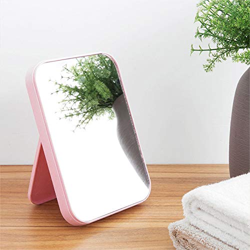 [Australia] - Coobbar Desktop Makeup Mirror,Foldable Makeup Mirror Simple Portable Makeup Mirror Princess Mirror Square Mirror Makeup Mirror for Women (Pink) Pink 