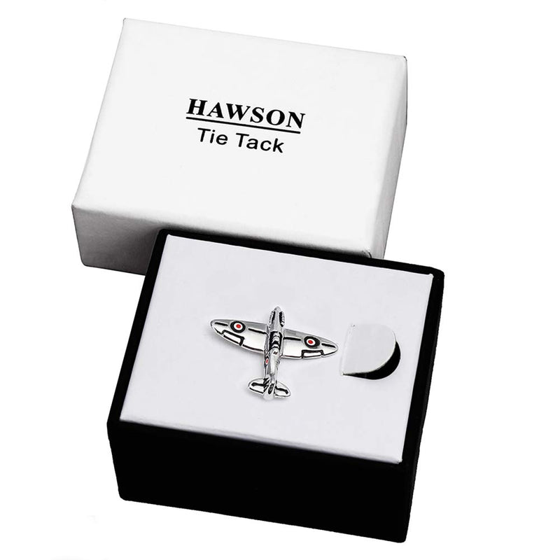 [Australia] - HAWSON Men's Tie Tack Pins Interesting Tie-Pin with Chain for Men Necktie Accessory with Several Colors Silver Airplane 