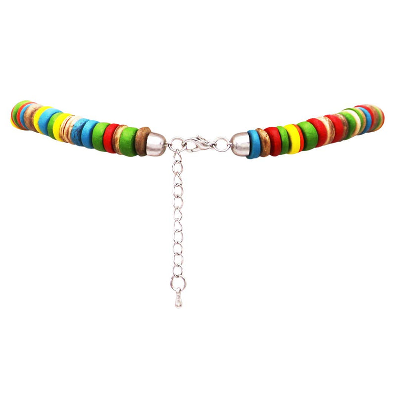 [Australia] - Rosemarie Collections Women’s Colorful Boho Bauble Glass and Wood Beaded Bib Necklace Drop Earrings Set 