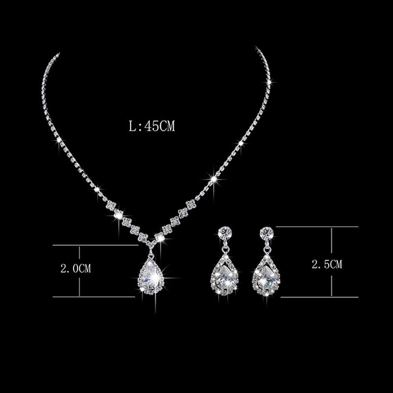 [Australia] - Aukmla Bride Wedding Necklace Earrings Set Silver Rhinestones Necklaces Bridal Crystal Jewelry Accessories for Women and Girls Necklace-023 (Set of 3) (Set 1) (Set 1) Set 1 
