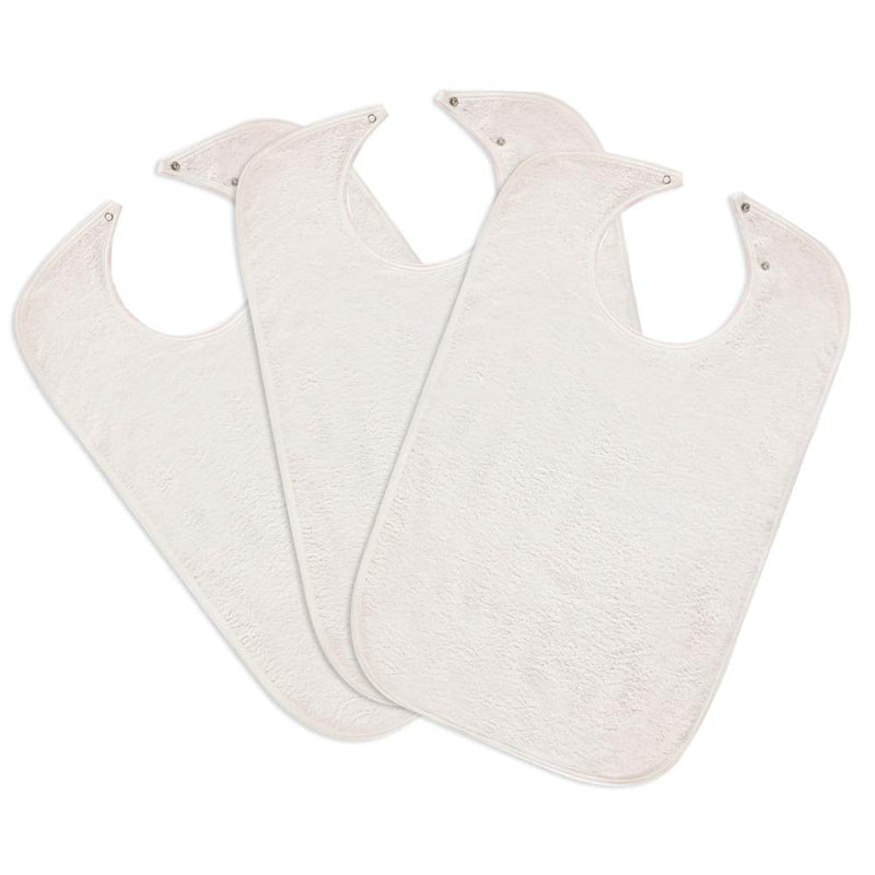 [Australia] - Nobles 3 Terry Adult Bibs with Vinyl Barrier - Snap Closure (White with Light Pink Backing) 