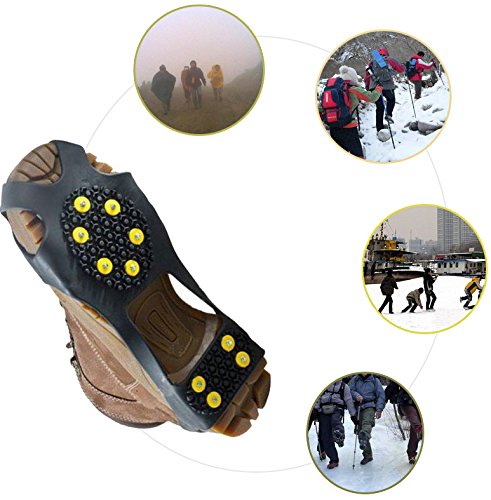 [Australia] - LEEBEI 2Pcs Non-Slip Shoe Cover,Ice Snow Grippers,Over Shoe Boot Traction Cleat Rubber Spikes Mountaineering Non-Slip Shoe Cover 10-Stud Slip-on Stretch Footwear (Small (Shoes Size:W 5-7/M 3-5)) Small (Shoes Size:W 5-7/M 3-5) 