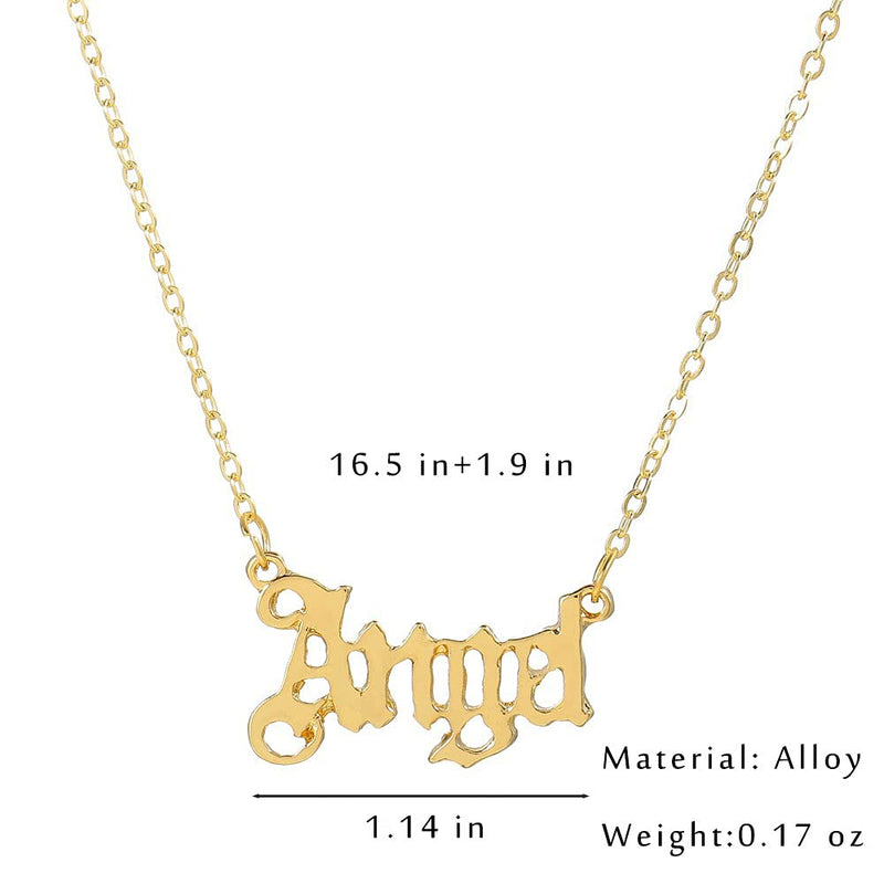 [Australia] - Bmirth Boho Angel Necklace Chain Gold Letter Pendant Neckalce Jewlery for Women and Girls 