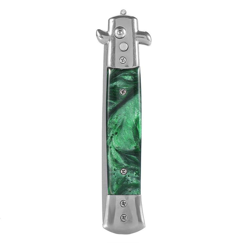 [Australia] - Switchblade Pocket Comb, Foldable Push Button Automatic Stainless Steel Hair Trimmer Combs for Beard Mustache, Men Oil Hair Styling Accessories(GREEN MIST) GREEN MIST 