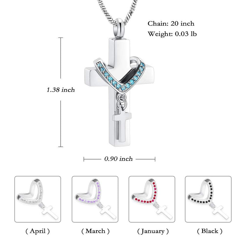 [Australia] - Yinplsmemory Cross Cremation Necklace Urn Pendant for Ashes Papa Memorial Ashes Keepsake Jewelry Blue 