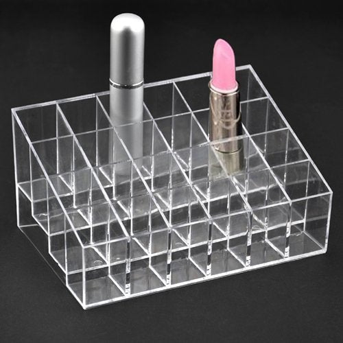 [Australia] - Onwon Transparent Cosmetic Makeup Organizer Clear 24 Lattices Lipsticks Cosmetic Lotion Makeup Organizer Storage Display Holder Stand 