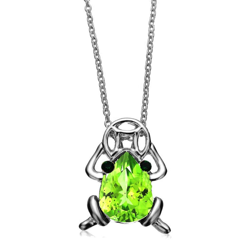 [Australia] - DianaL Boutique Beautiful Green Lucky Money Frog Toad with Coin Pendant Necklace 24" Stainless Steel Chain 