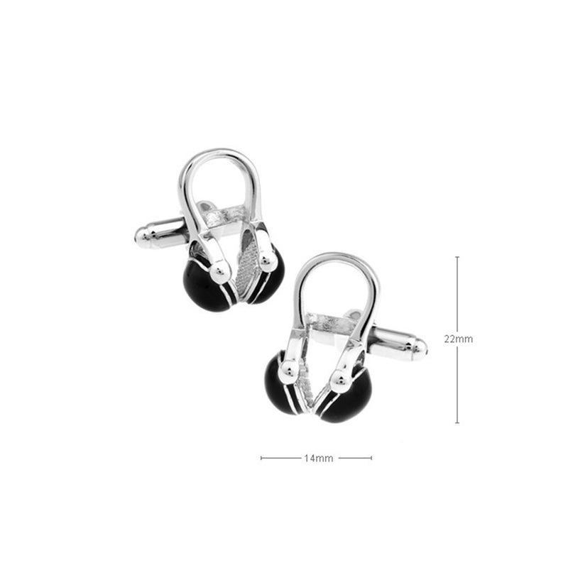 [Australia] - Men's Black and Silver Music Listening DJ Headphone Rock Headset Cufflinks 