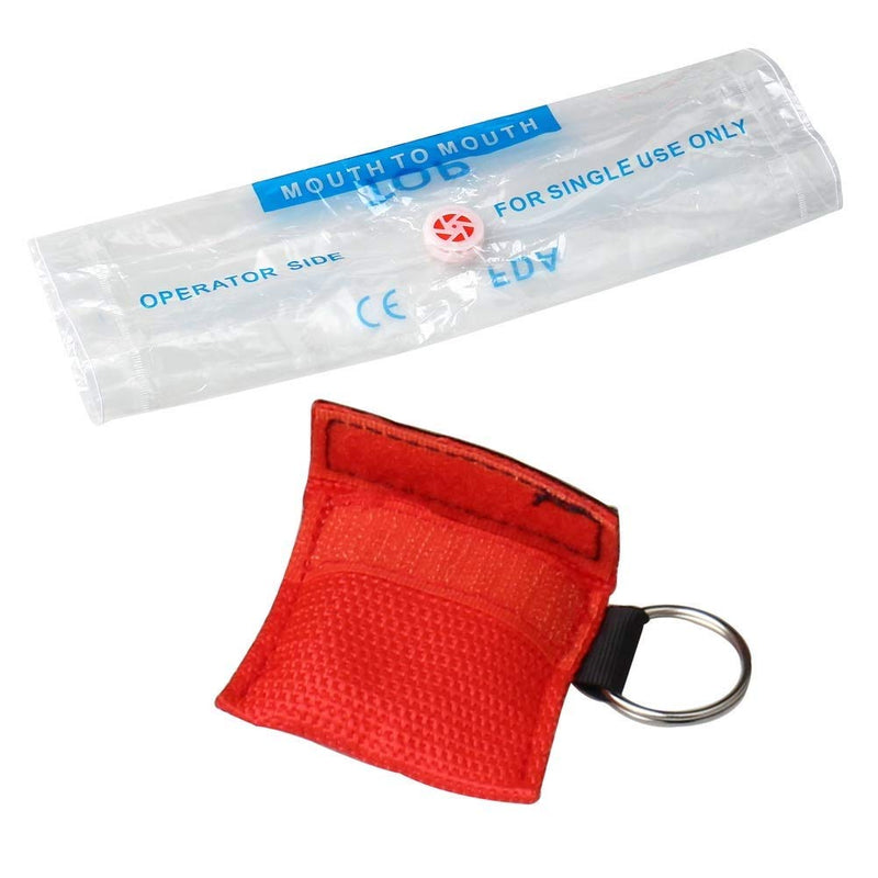 [Australia] - kuou 5 Pcs CPR Mask Keychain Ring, Emergency Kit Face Shield for First Aid or AED Training（red） 