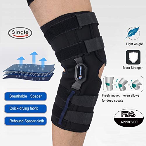 [Australia] - HINGED Knee Brace,16”Tall Breathe Rebound Wrap Knee Support,Stabilizer for Arthritis,Ligament Sprains,Knee Compression,Pain Relief Leg Brace (L fit Upper 23-25"/Lower 15-18.5") Black Large (Pack of 1) 