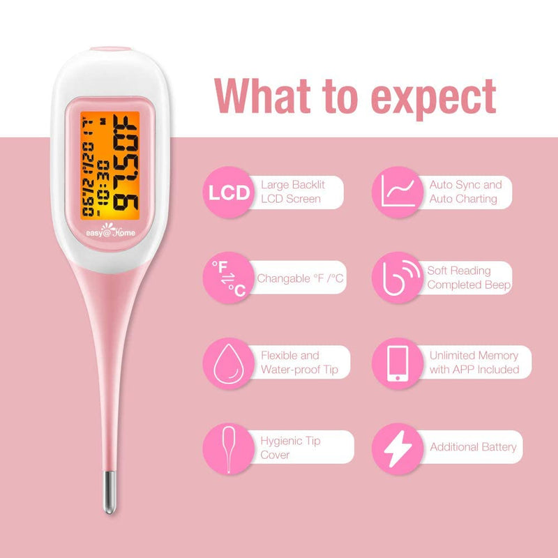 [Australia] - Easy@Home Smart Basal Thermometer, Large Screen and Backlit, FSA Eligible, Period Tracker with Premom(iOS & Android) - Auto BBT Sync, Charting, Coverline & Accurate Fertility Prediction #EBT-300 