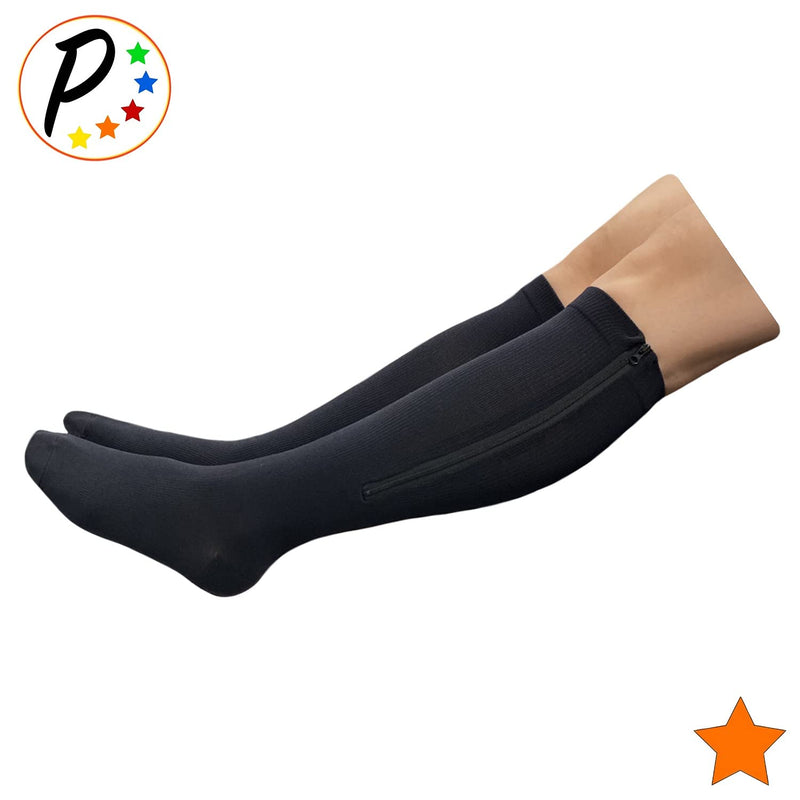 [Australia] - Presadee Closed Toe 15-20 mmHg Zipper Moderate Compression Leg Circulation Socks (Large-X-Large, Black) Large-X-Large 