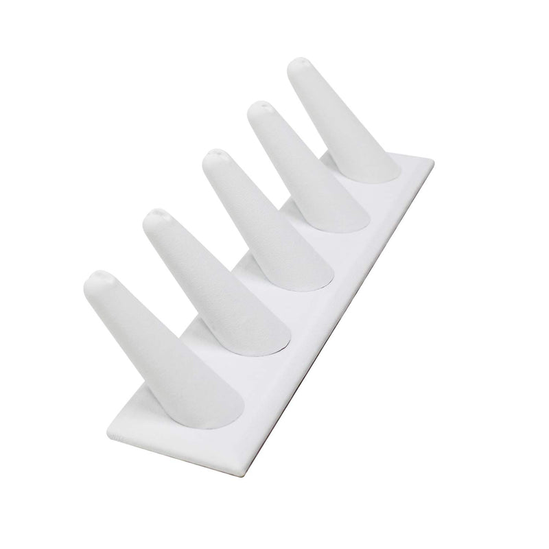 [Australia] - Mooca 2 Pcs Set Ring Organizer for Showcase Display Drawer 5 Long Ring Storage Holder Jewelry Display Stands Showcase Jewelry Storage Counter, White Leatherette, 8"W x 2 1/8"D x 2 1/2"H 