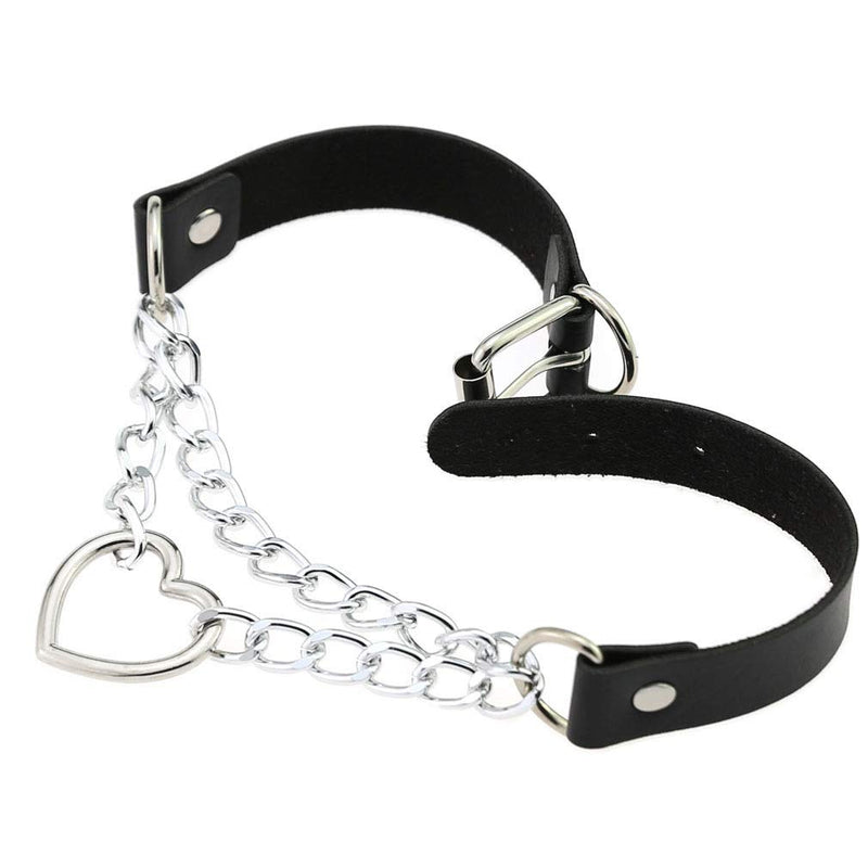 [Australia] - Leather Choker Collar, O-Ring Heart Shape Gothic Punk Rock PU Leather Choker Collar Necklace For Women Girls Pink 